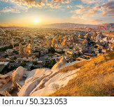 Panoramic view of the town of Goreme, Turkey. Panoramic view of Goreme. Стоковое фото, агентство Ingram Publishing / Фотобанк Лори