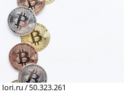 bitcoin plain background with copy space. Стоковое фото, агентство Ingram Publishing / Фотобанк Лори