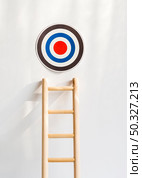 front view target with wooden ladder. High resolution photo. front view target with wooden ladder. High quality photo. Стоковое фото, агентство Ingram Publishing / Фотобанк Лори