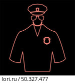 Neon police red color vector illustration flat style light image. Neon police red color vector illustration flat style image. Стоковая иллюстрация, агентство Ingram Publishing / Фотобанк Лори