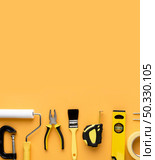 set repair tools supplies with copy space top view. High resolution photo. set repair tools supplies with copy space top view. High quality photo. Стоковое фото, агентство Ingram Publishing / Фотобанк Лори