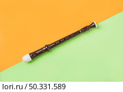 overhead view block flute dual orange green background. High resolution photo. overhead view block flute dual orange green background. High quality photo. Стоковое фото, агентство Ingram Publishing / Фотобанк Лори
