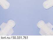 top view sanitary towels corners. High resolution photo. top view sanitary towels corners. High quality photo. Стоковое фото, агентство Ingram Publishing / Фотобанк Лори
