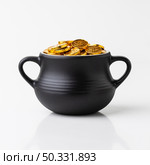 cauldron with gold coins arrangement. High resolution photo. cauldron with gold coins arrangement. High quality photo. Стоковое фото, агентство Ingram Publishing / Фотобанк Лори