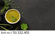 top view winter peas soup with copy space. High resolution photo. top view winter peas soup with copy space. High quality photo. Стоковое фото, агентство Ingram Publishing / Фотобанк Лори