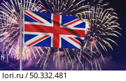 AI Generative National flag independence state United Kingdom, background fireworks. Стоковое AI-видео, аниматор Spirit River / Фотобанк Лори