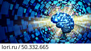 Augmented intelligence or AI and artificial thinking or augmenting human brain function using technology to enhance the ability to think better as a 3D render. Стоковое фото, агентство Ingram Publishing / Фотобанк Лори