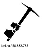Mining pickaxe Mattock pick axe in hand icon black color vector illustration flat style simple image. Mining pickaxe Mattock pick axe in hand icon black color vector illustration flat style image. Стоковая иллюстрация, агентство Ingram Publishing / Фотобанк Лори