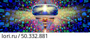 Metaverse virtual reality and internet futuristic streaming media symbol with VR technology and augmented reality as a computer media concept in a 3D illustration style. Стоковое фото, агентство Ingram Publishing / Фотобанк Лори