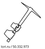 Mining pickaxe Mattock pick axe in hand contour outline icon black color vector illustration flat style simple image. Mining pickaxe Mattock pick axe in hand contour outline icon black color vector illustration flat style image. Стоковая иллюстрация, агентство Ingram Publishing / Фотобанк Лори