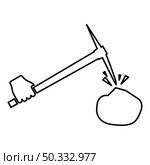 Pickaxe hit stone in hand contour outline icon black color vector illustration flat style simple image. Pickaxe hit stone in hand contour outline icon black color vector illustration flat style image. Стоковая иллюстрация, агентство Ingram Publishing / Фотобанк Лори