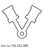 Pistons of engine two items with rods aligned for car crankshaft cylinder camshaft contour outline icon black color vector illustration flat style simple image. Pistons of engine two items with rods aligned for car crankshaft cylinder camshaft contour outline icon black color vector illustration flat style image. Стоковая иллюстрация, агентство Ingram Publishing / Фотобанк Лори