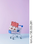 close up house model shopping cart. Стоковое фото, агентство Ingram Publishing / Фотобанк Лори
