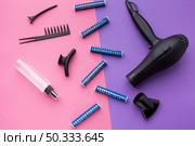hair dryer curlers top view. Стоковое фото, агентство Ingram Publishing / Фотобанк Лори