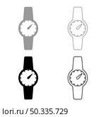Hand clock set icon grey black color vector illustration image simple flat style solid fill outline contour line thin. Wrist watch Hand clock Timepiece Chronometer set icon grey black color vector illustration image flat style solid fill outline contour line thin. Стоковая иллюстрация, агентство Ingram Publishing / Фотобанк Лори