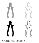 Cutting pliers side cutter hand tools for cutting wires set icon grey black color vector illustration image simple flat style solid fill outline contour line thin. Cutting pliers side cutter hand tools for cutting wires set icon grey black color vector illustration image flat style solid fill outline contour line thin. Стоковая иллюстрация, агентство Ingram Publishing / Фотобанк Лори