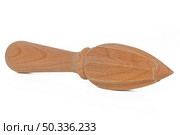 Wooden citrus reamer for juicing fruit isolated on a white background. Стоковое фото, агентство Ingram Publishing / Фотобанк Лори