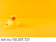 OLYMPUS DIGITAL CAMERA. rubber duck ducklings yellow backdrop. Стоковое фото, агентство Ingram Publishing / Фотобанк Лори