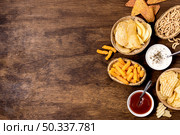 top view assortment chips with copy pace. Стоковое фото, агентство Ingram Publishing / Фотобанк Лори