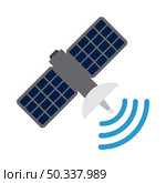 Satellite Icon. Flat Color Design. Vector Illustration. Стоковая иллюстрация, агентство Ingram Publishing / Фотобанк Лори