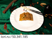 Braised Beef Tripe Served on White Plate at Chinese Restaurant. Стоковое фото, фотограф Aleksandr Golubev / Фотобанк Лори