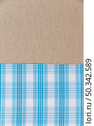blue plaid pattern textile plain sack cloth. Стоковое фото, агентство Ingram Publishing / Фотобанк Лори