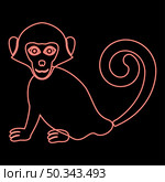 Neon monkey red color vector illustration image flat style light. Neon monkey red color vector illustration image flat style. Стоковая иллюстрация, агентство Ingram Publishing / Фотобанк Лори