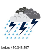 Thunderstorm Icon. Flat Color Design. Vector Illustration. Стоковая иллюстрация, агентство Ingram Publishing / Фотобанк Лори