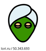 Woman Head With Moisturizing Mask Icon. Editable Bold Outline With Color Fill Design. Vector Illustration. Стоковая иллюстрация, агентство Ingram Publishing / Фотобанк Лори