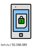 Mobile Security Icon. Bold outline design with editable stroke width. Vector Illustration. Стоковая иллюстрация, агентство Ingram Publishing / Фотобанк Лори