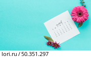 gerbera flower with march calendar table. Стоковое фото, агентство Ingram Publishing / Фотобанк Лори