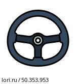 Icon Of Steering Wheel. Editable Bold Outline With Color Fill Design. Vector Illustration. Стоковая иллюстрация, агентство Ingram Publishing / Фотобанк Лори