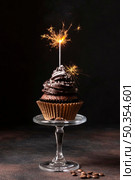 front view delicious chocolate cupcake. Стоковое фото, агентство Ingram Publishing / Фотобанк Лори