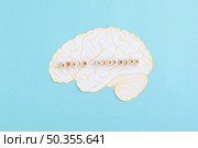 brain storming blocks white brain against blue background. Стоковое фото, агентство Ingram Publishing / Фотобанк Лори