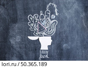 vegetables drawn open head chalkboard. Стоковое фото, агентство Ingram Publishing / Фотобанк Лори