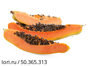 Fresh and tasty papaya on white background. Стоковое фото, агентство Ingram Publishing / Фотобанк Лори