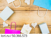 mom i love you words present box near paper packets ornamental hearts wands. Стоковое фото, агентство Ingram Publishing / Фотобанк Лори
