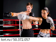 boxers posing gym. Стоковое фото, агентство Ingram Publishing / Фотобанк Лори