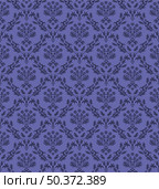 Damask Seamless Vector Pattern.  Elegant Design in Royal  Baroque Style Background Texture in Very Peri color. Floral and Swirl Element.  Ideal for Textile Print and Wallpapers. Стоковая иллюстрация, агентство Ingram Publishing / Фотобанк Лори