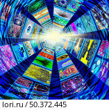 NFT virtual art Crypto Museum and Metaverse internet for Non-Fungible Token display as a futuristic streaming media symbol as augmented reality and computer media concept in a 3D illustration style. Стоковое фото, агентство Ingram Publishing / Фотобанк Лори