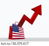 United States inflation and Rising interest rates finance and inflationary economic concept as a spike in gas and oil prices  or a rise in consumer cost as a 3D illustration. Стоковое фото, агентство Ingram Publishing / Фотобанк Лори