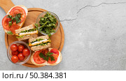flat lay healthy sandwiches composition with copy space. Стоковое фото, агентство Ingram Publishing / Фотобанк Лори