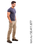 Handsome latin man, isolated over a white background. Стоковое фото, агентство Ingram Publishing / Фотобанк Лори