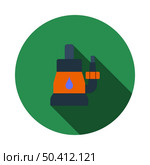 Submersible Water Pump Icon. Flat Circle Stencil Design With Long Shadow. Vector Illustration. Стоковая иллюстрация, агентство Ingram Publishing / Фотобанк Лори