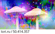 Psychedelics business and psychedelic drug investing or hallucinogenic drugs industry and hallucinogens representing the business of mind altering substances in a 3D illustration elements. Стоковое фото, агентство Ingram Publishing / Фотобанк Лори