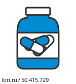 Icon Of Fitness Pills In Container. Editable Bold Outline With Color Fill Design. Vector Illustration. Стоковая иллюстрация, агентство Ingram Publishing / Фотобанк Лори