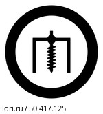 Installation for drilling rig symbol mining bore hole digger earth auger geodetic work icon in circle round black color vector illustration image solid outline style simple. Installation for drilling rig symbol mining bore hole digger earth auger geodetic work icon in circle round black color vector illustration image solid outline style. Стоковая иллюстрация, агентство Ingram Publishing / Фотобанк Лори