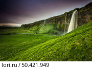 The amazing Seljalandsfoss waterfall in Iceland. Стоковое фото, агентство Ingram Publishing / Фотобанк Лори
