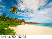 Beautiful view of Grand Anze beach in La Digue Island, Seychelles. Стоковое фото, агентство Ingram Publishing / Фотобанк Лори
