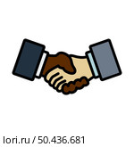 Icon Of Meeting Businessmen. Editable Bold Outline With Color Fill Design. Vector Illustration. Стоковая иллюстрация, агентство Ingram Publishing / Фотобанк Лори